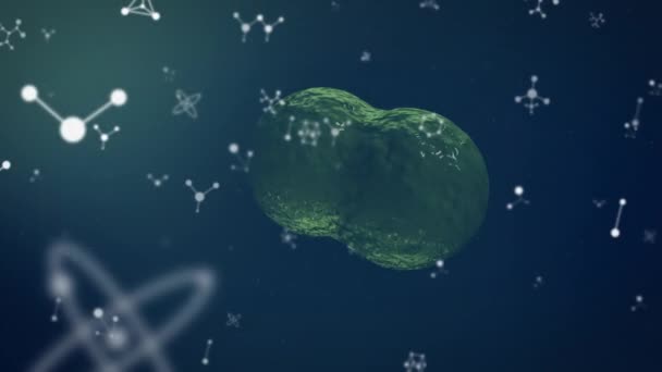 Animace Plovoucích Nukleotidů Množení Lidských Buněk Abstraktním Pozadí Digitálně Generovaný — Stock video