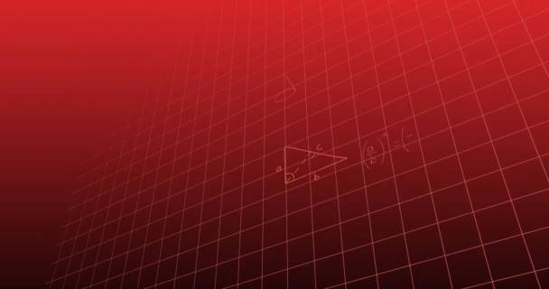 Kırmızı Gradyan Üzerinde Yüzen Matematiksel Denklemlerin Formüllerin Animasyonu Okul Eğitim — Stok video