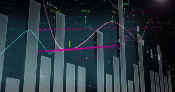 Animation Financial Statistical Data Processing Blue Background Global Finance Business — Video Stock