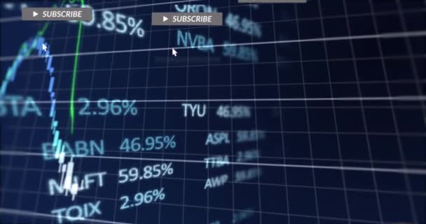 Animatie Van Kennisgevingsbalken Grafieken Trading Board Zwarte Achtergrond Digitaal Gegenereerd — Stockvideo