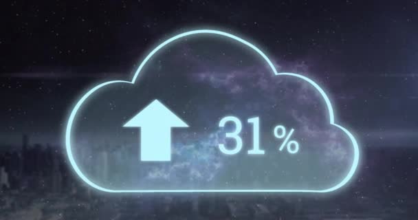 Animazione Dell Icona Della Nuvola Con Percentuale Crescente Contro Vista — Video Stock