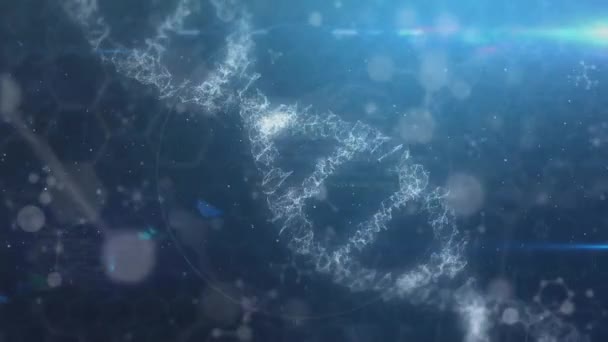 배경에서 플레어 Dna 나선을 형성하는 뉴클레오타이드 애니메이션 디지털 방식으로 생성하는 — 비디오