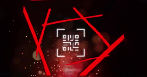 Animace Zářícího Kódu Přes Neonové Čáry Globální Koncepce Kybernetické Bezpečnosti — Stock video