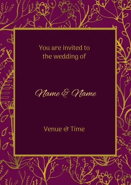 Σύνθεση Του Κειμένου Πρόσκληση Γάμου Πάνω Ινδική Μοτίβο Ροζ Φόντο — Φωτογραφία Αρχείου
