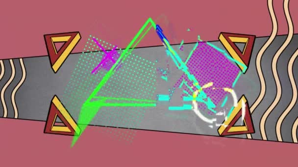 Animáció Értékesítési Szöveg Geometriai Alakja Pontok Hullámok Minta Háromszög Rózsaszín — Stock videók