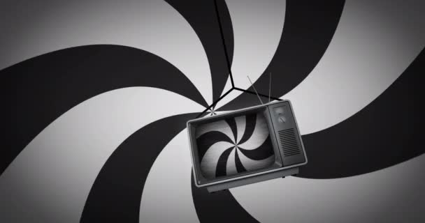 Animace Černobílých Pruhů Točících Přes Retro Černobílém Pruhu Pozadí Retro — Stock video