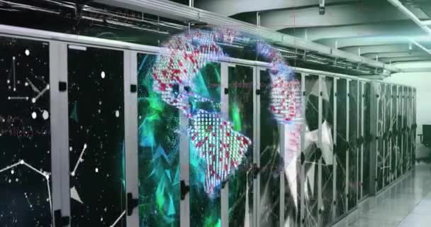 데이터 연결된 방정식으로 세계의 애니메이션 디지털 세계화 데이터 네트워킹 — 비디오