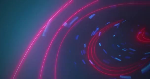 Animatie Van Neontunnel Naadloos Patroon Tegen Kopieerruimte Blauwe Achtergrond Achtergrondconcept — Stockvideo