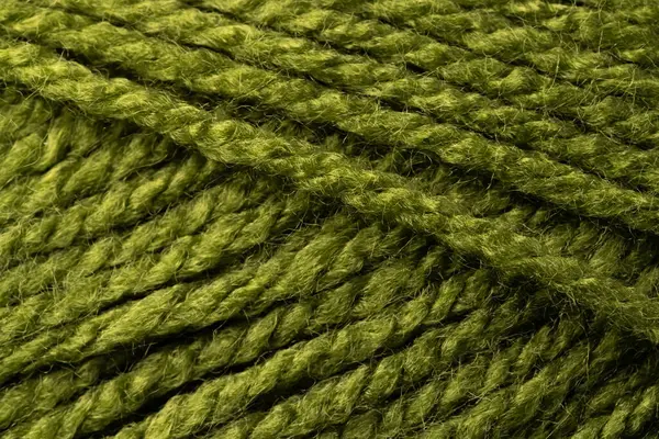 Micro Close Green Wool Threads Copy Space Micro Photography Fabric — Stock Photo, Image