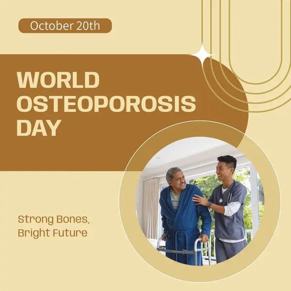 Composite October 20Th World Osteoporosis Day Biracial Doctor Assisting Senior — Stock Photo, Image