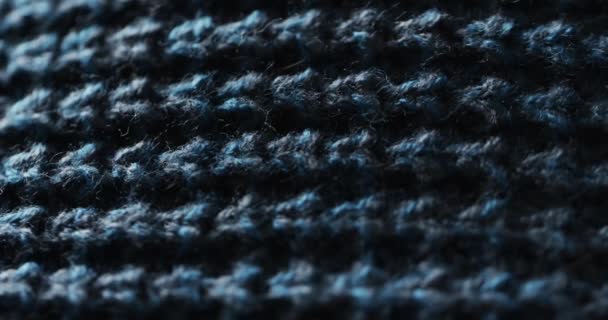 Micro Video Close Blue Wooly Crochet Fabric Copy Space Micro — Stock Video