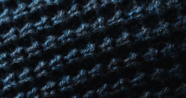 Micro Video Close Blue Wooly Crochet Fabric Copy Space Micro — Stock Video