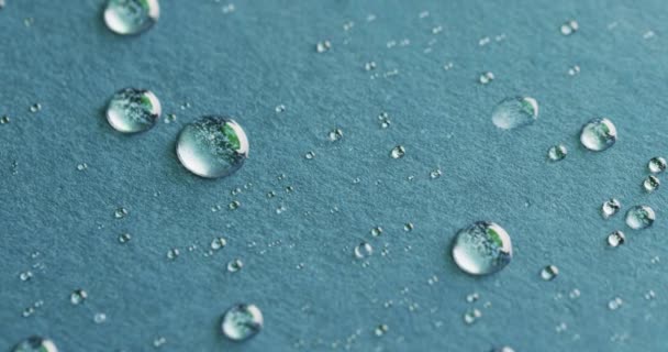 Micro Video Close Water Drops Copy Space Blue Background Micro — Stock Video