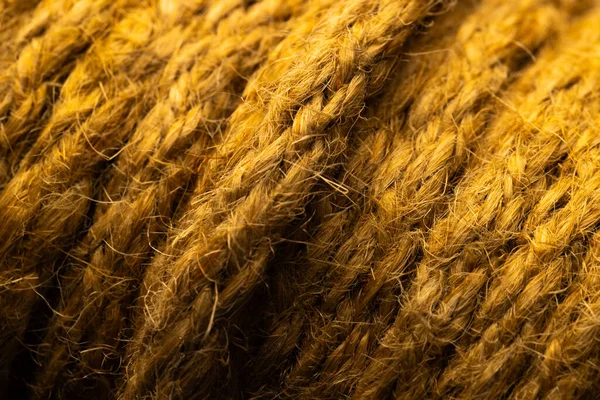 Micro Close Yellow Wool Threads Copy Space Micro Photography Fabric — Stock Photo, Image