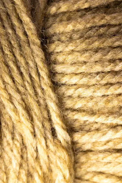 Micro Close Beige Wool Threads Copy Space Micro Photography Fabric — Stock Photo, Image