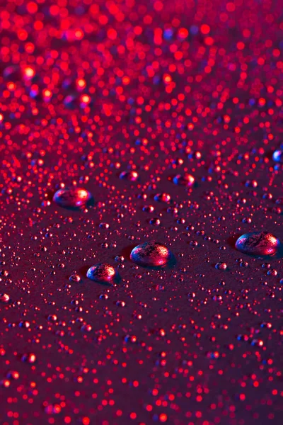 Micro Close Water Drops Copy Space Red Background Micro Photography — Stock Photo, Image