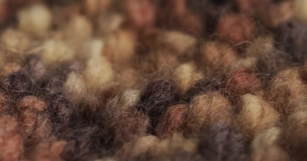 Fotokopi Uzayı Olan Kahverengi Yün Örgü Kumaşının Mikro Videosu Mikro — Stok video