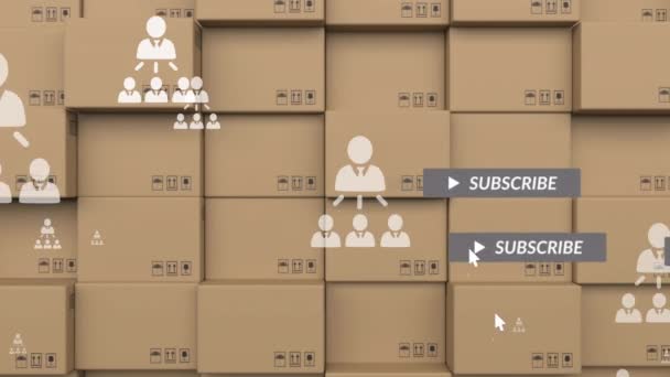 Animace Profilových Ikon Vývojových Diagramů Oznamovacích Pruhů Papírových Krabicích Pozadí — Stock video