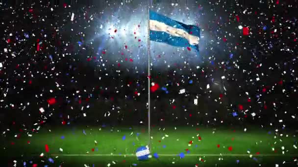Animáció Konfetti Honduras Zászló Focilabda Lengő Zászló Honduras Fények Stadionban — Stock videók