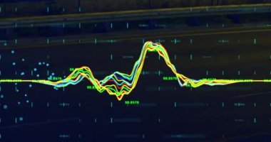 Değişen numaralarla birden fazla grafik animasyonu, arıza tekniği, kalkanda asma kilit. Dijital olarak oluşturulmuş, hologram, illüstrasyon, koruma, güvenlik, rapor, büyüme ve iş konsepti.