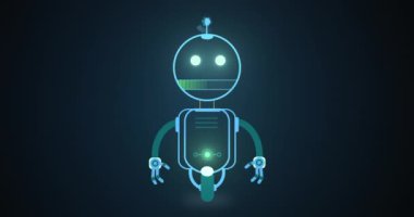 Siyah arkaplanda ai robot simgesi animasyonu. Yapay zeka ve bilgisayar konsepti dijital olarak oluşturuldu.
