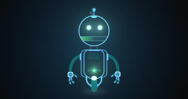 Animace Ikony Robot Černém Pozadí Umělá Inteligence Výpočetní Koncept Digitálně — Stock video