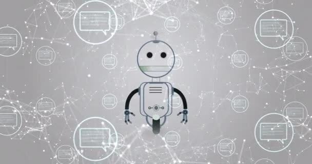 Animace Ikony Robot Digitální Rozhraní Šedém Pozadí Umělá Inteligence Výpočetní — Stock video