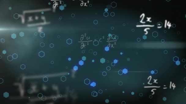Animation Formules Mathématiques Taches Sur Fond Bleu Concept Mondial Science — Video