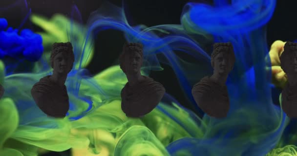 Animazione Sculture Nuvole Fumo Colorate Sfondo Nero Social Media Concetto — Video Stock