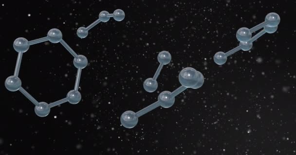 Siyah Arkaplandaki Boyutlu Mikro Moleküllerin Animasyonu Küresel Bilim Araştırma Bağlantılar — Stok video