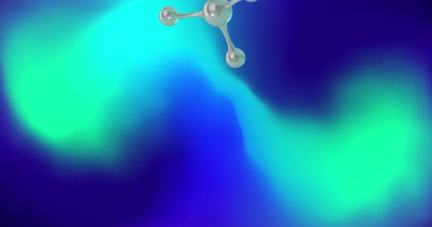 Animering Mikromolekylmodeller Över Flerfärgad Bakgrund Global Vetenskap Forskning Och Anslutningar — Stockvideo
