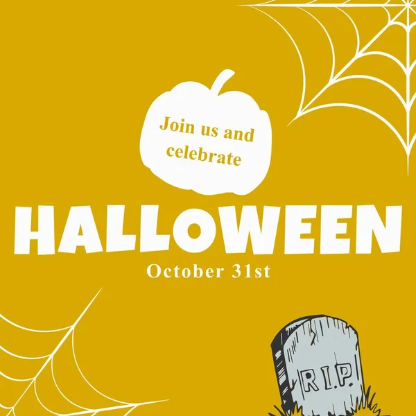 Illustration Jack Lantern Rest Peace Tombstone Spiderweb Halloween October 31St — Stock Photo, Image