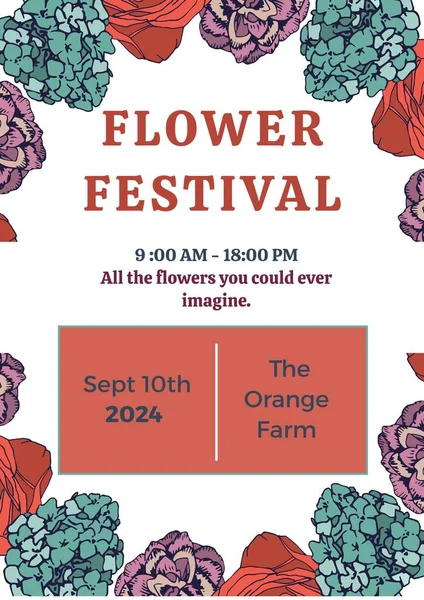 Illustration Flowers Flower Festival Sep 10Th 2024 Orange Farm Text — Stock Photo, Image