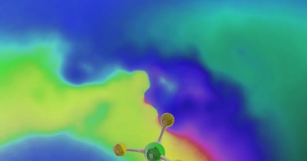 Анімація Мікромолекул Багатокольоровому Фоні Концепція Глобальної Науки Досліджень Язків Цифровому — стокове відео