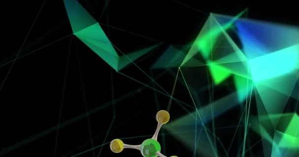 Animation Micro Molecules Light Trails Black Background Global Science Research — Stock Video