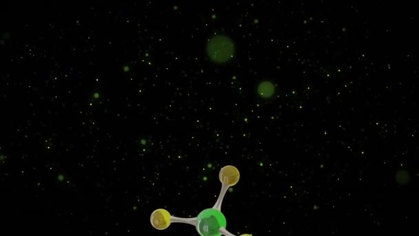 Анімація Мікромолекул Ланцюга Днк Чорному Тлі Концепція Глобальної Науки Досліджень — стокове відео