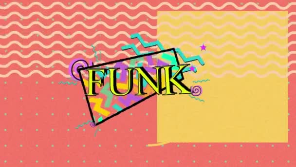 Animáció Funk Szöveg Színes Hullám Minták Formák Elvont Háttérrel Illusztráció — Stock videók