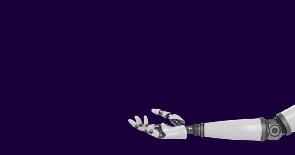 Koyu Mavi Arka Planda Dna Ipliğini Tutan Robot Kol Animasyonu — Stok video