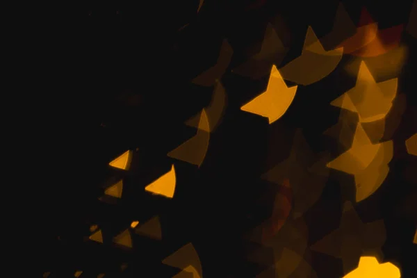 Luces Bokeh Estrella Amarilla Con Espacio Copia Sobre Fondo Oscuro — Foto de Stock