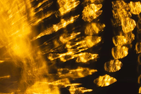 Amarelo Bokeh Luzes Embaçadas Com Espaço Cópia Fundo Escuro Imagem — Fotografia de Stock