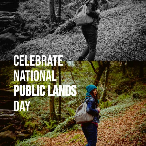 Σύνθετο Εορτασμού Της Εθνικής Δημόσιας Γης Κείμενο Ημέρα Πάνω Από — Φωτογραφία Αρχείου