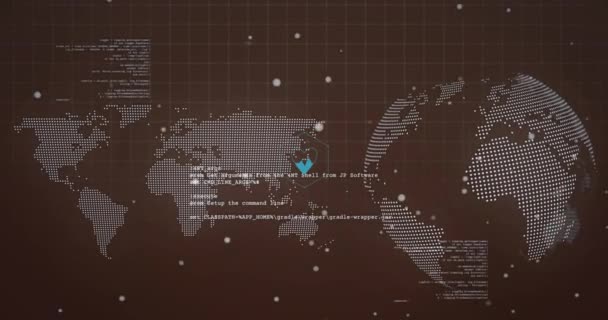Animación Iconos Lenguaje Informático Globo Mapa Sobre Fondo Gris Generado — Vídeo de stock