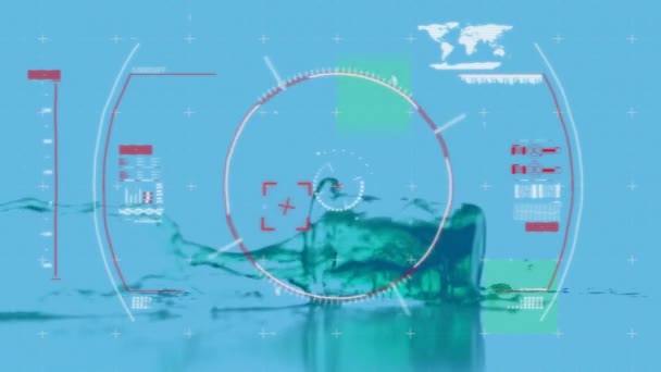 Animation Von Kreisen Karte Über Mit Flüssigkeit Gefülltem Becher Der — Stockvideo