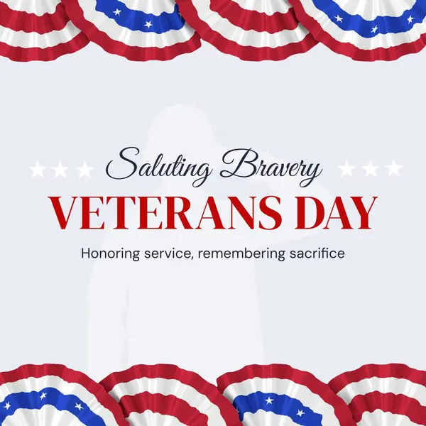 Composite of saluting bravery veterans day text over flags of usa on white background. Veterans day, american defence forces and patriotism concept digitally generated image.