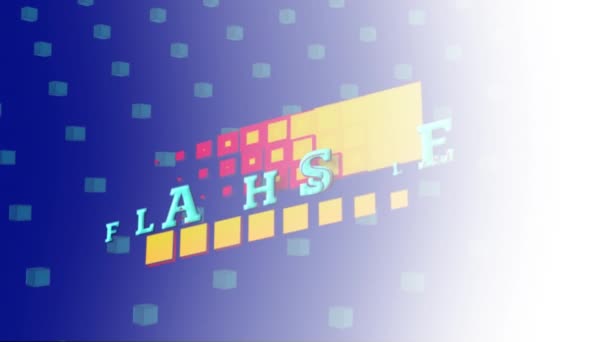 Animație Text Vânzare Flash Pătrate Peste Cuburi Fundal Albastru Generate — Videoclip de stoc