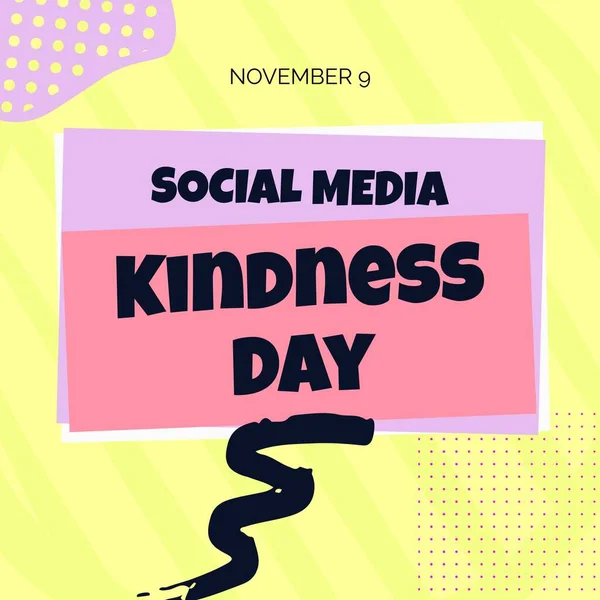 Composite Social Media Kindness Day Text Pink Yellow Pattern Background — Stock Photo, Image
