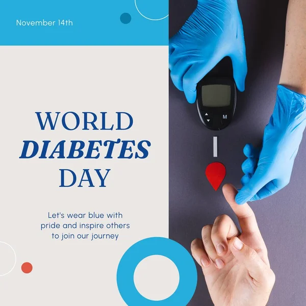 Kasım Birleşimi Doktorun Glukometre Dünya Diyabet Günüyle Hastanın Kan Şekerini — Stok fotoğraf