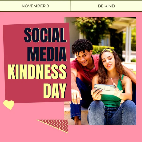 Σύνθετο Κείμενο Ημέρας Καλοσύνης Των Μέσων Κοινωνικής Δικτύωσης Μέσω Διαφορετικού — Φωτογραφία Αρχείου