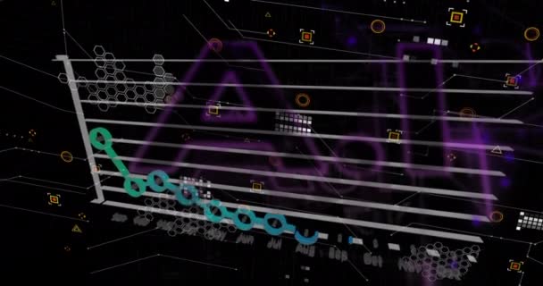 Анимация Графика Поверх Текста Геометрическими Фигурами Поверх Чёрного Фона Мбаппе — стоковое видео