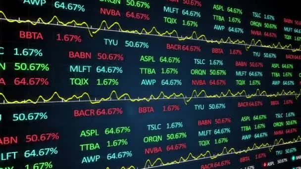 Animering Databehandling Aktiemarknaden Mot Blå Bakgrund Begreppet Global Ekonomi Och — Stockvideo